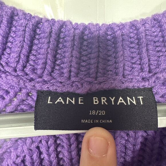 Lane Bryant Women’s Purple Cable Knit Sweater Size 18/20 Plus - Picture 9 of 11